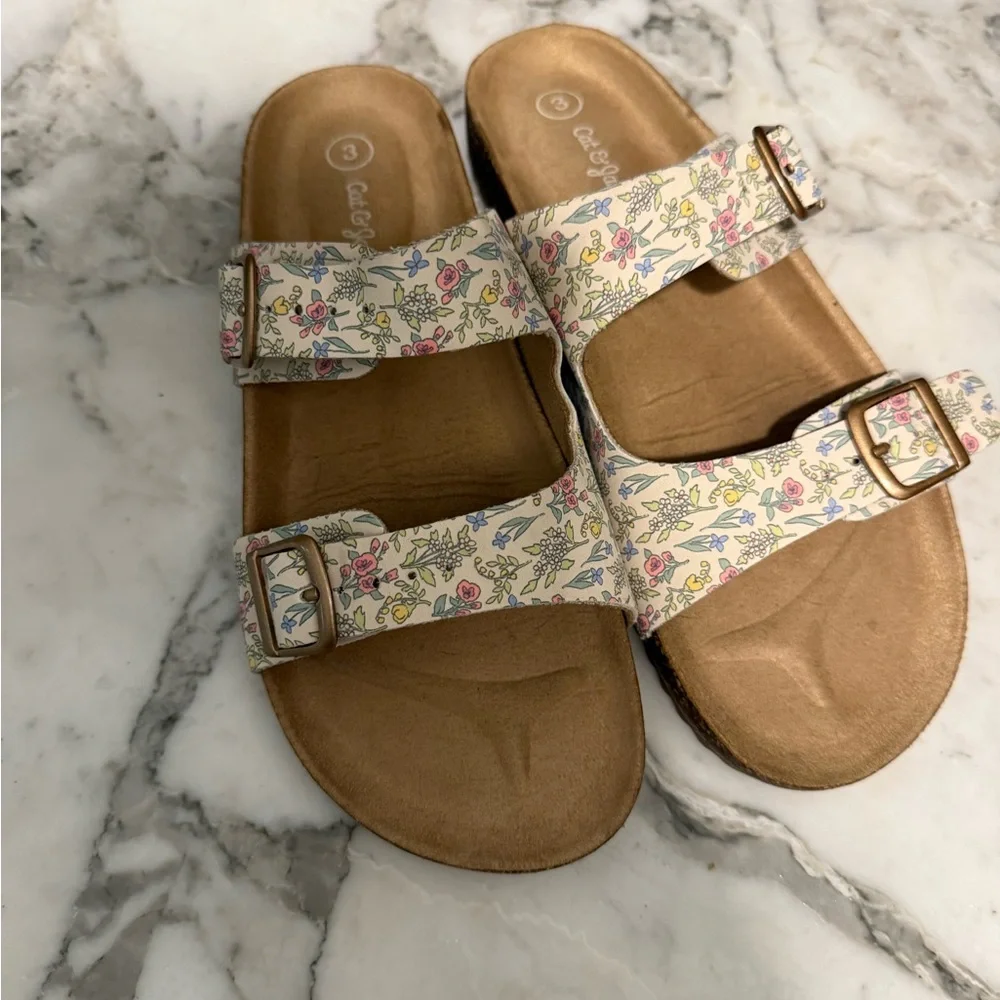 Cat & Jack Floral Sandals Girls' Drew‎ Solid Footbed Multicolor Birkenstock
